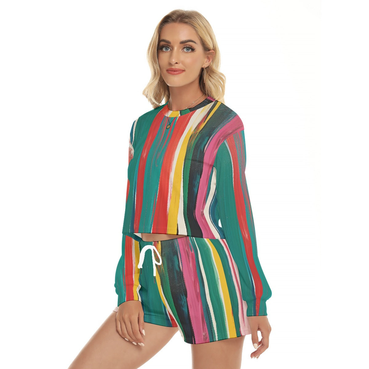 All-Over Print Women's Short Sweatshirt And Pants Suit