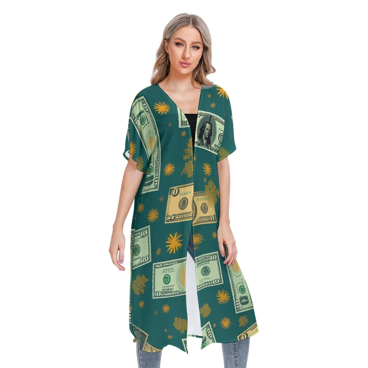 All-Over Print Women's Short Sleeve Cardigan