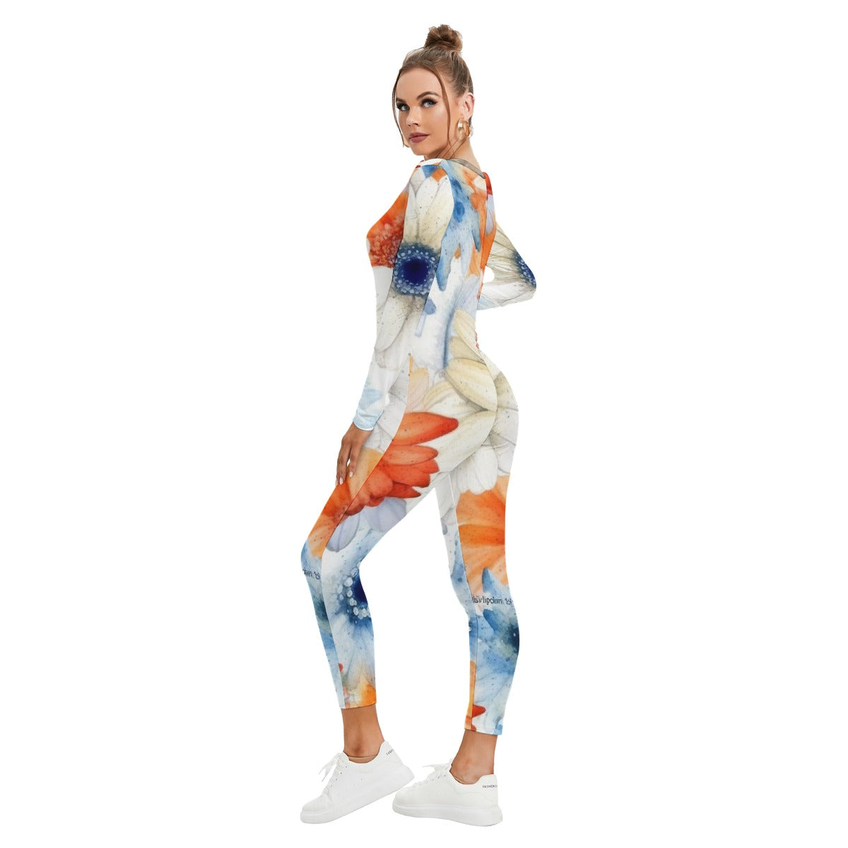 All-Over Print Women's Plunging Neck Jumpsuit