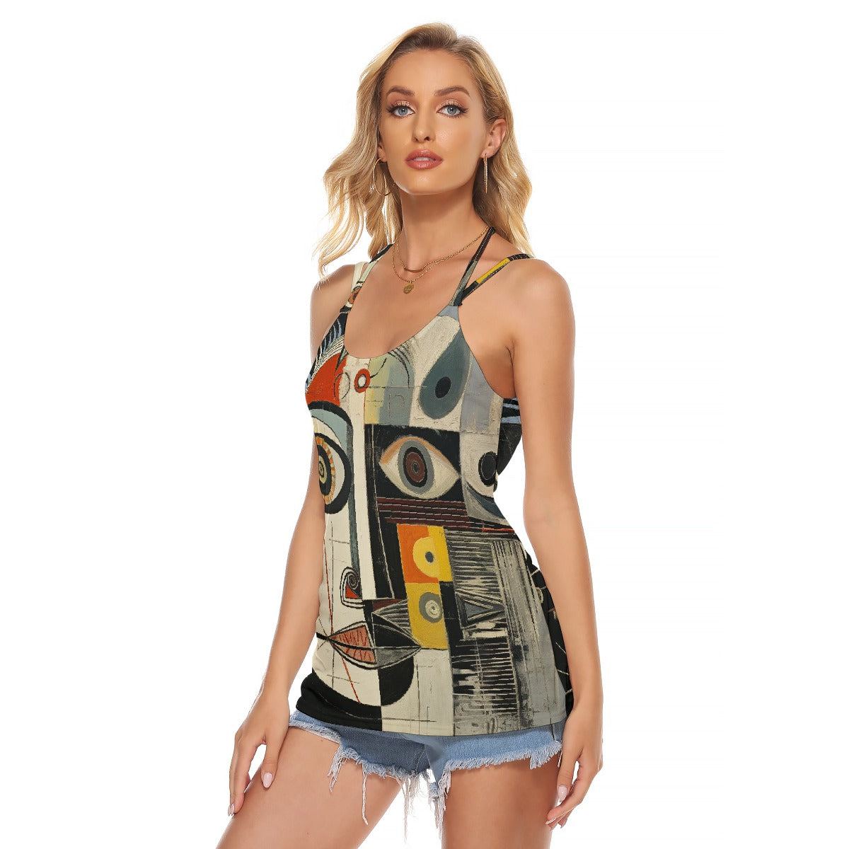 All-Over Print Women's Halter Top With Backless