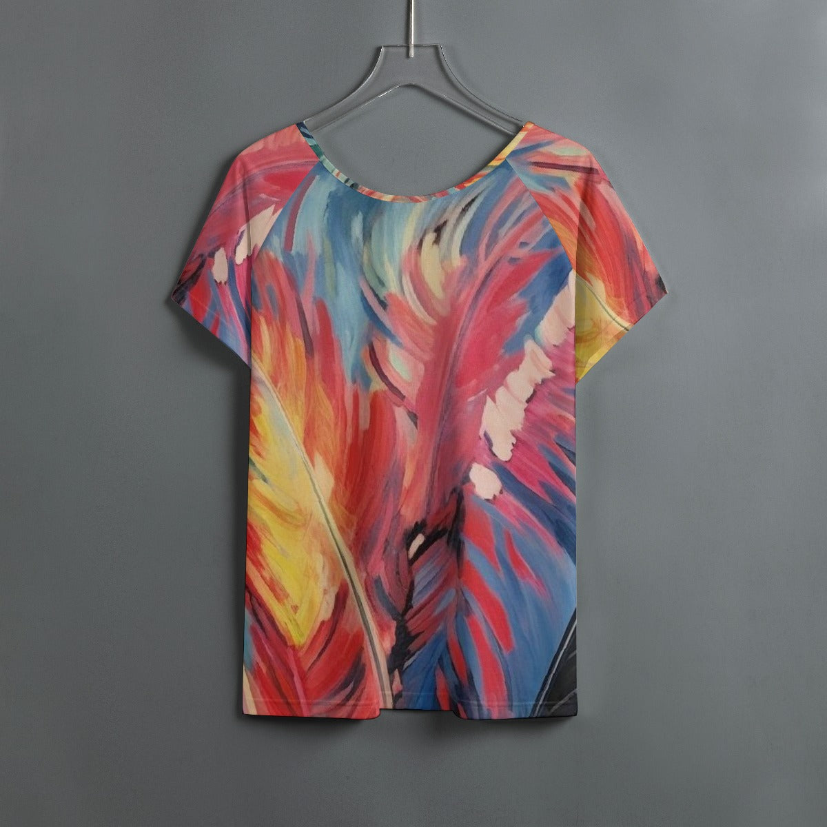 All-Over Print Women's Round Neck T-shirt With Raglan Sleeve