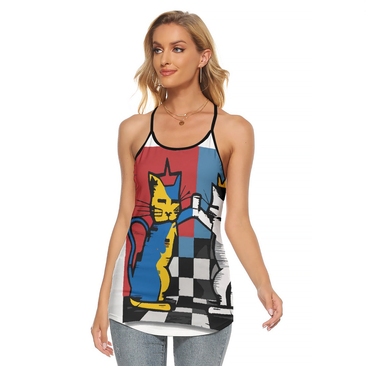 All-Over Print Women's Criss-Cross Open Back Tank Top