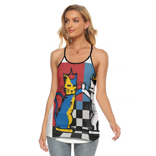 All-Over Print Women's Criss-Cross Open Back Tank Top