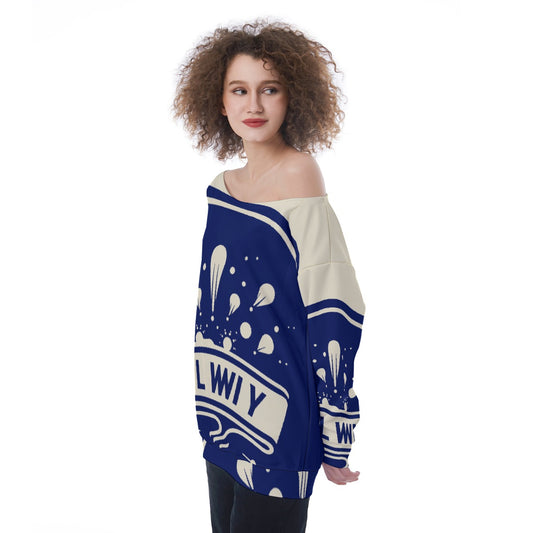 All-Over Print Oversized Women's Off-Shoulder Sweatshirt