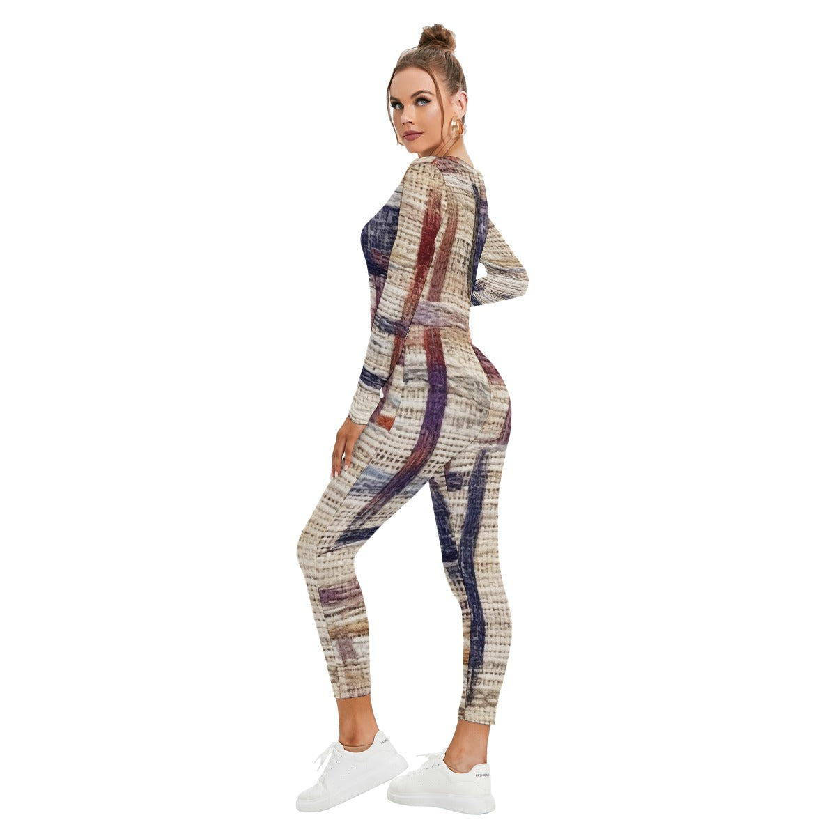 All-Over Print Women's Plunging Neck Jumpsuit