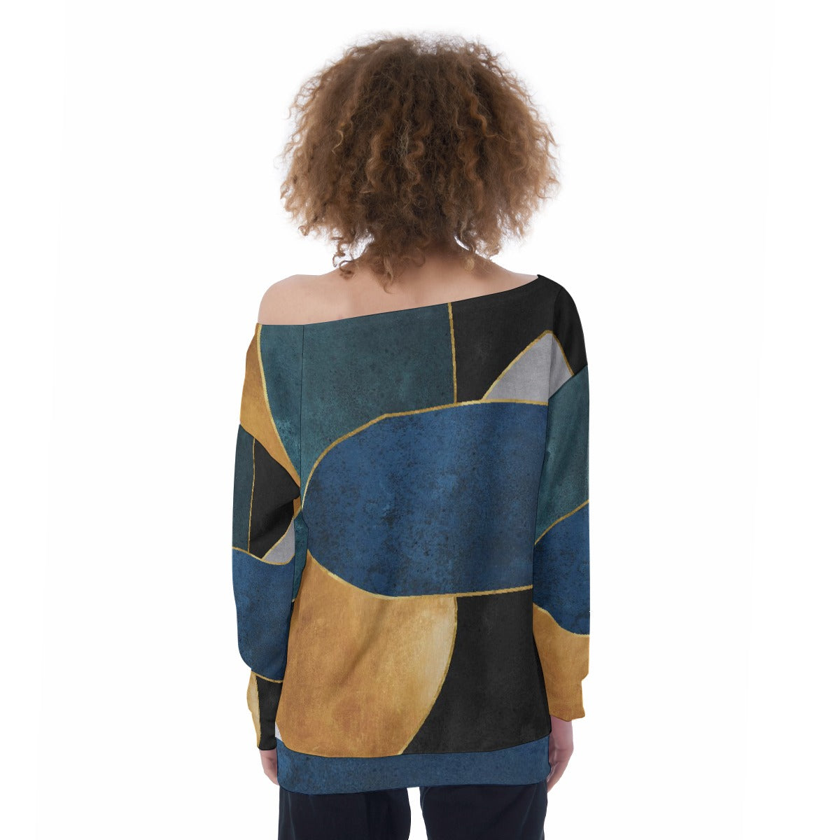 All-Over Print Oversized Women's Off-Shoulder Sweatshirt