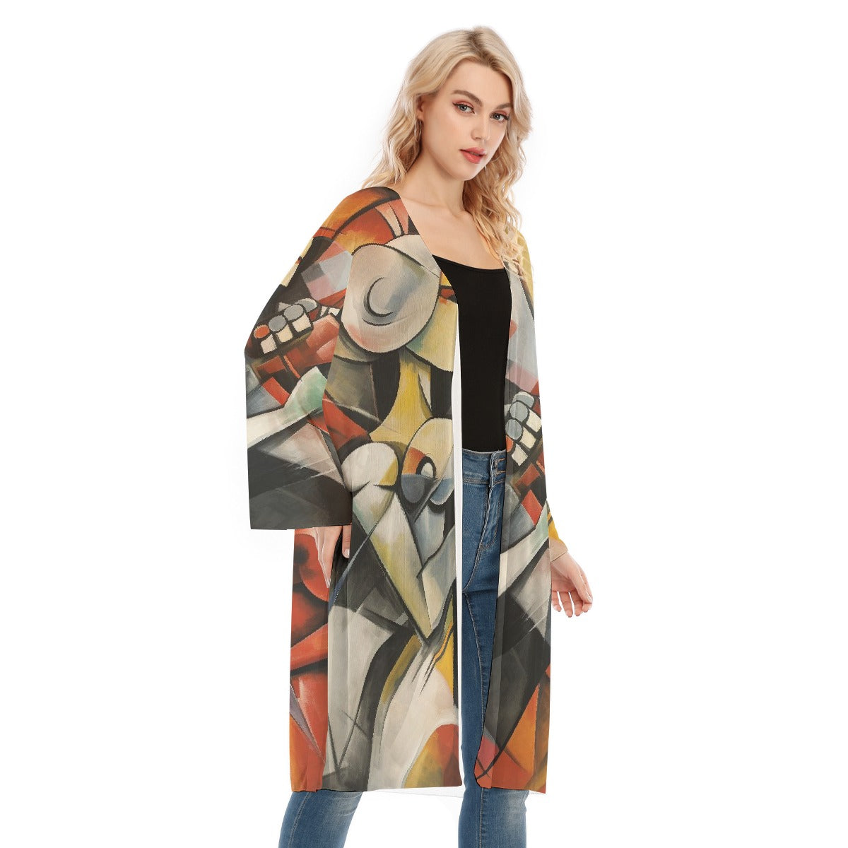 All- Over Print Women's Long Sleeve Mesh Cardigan