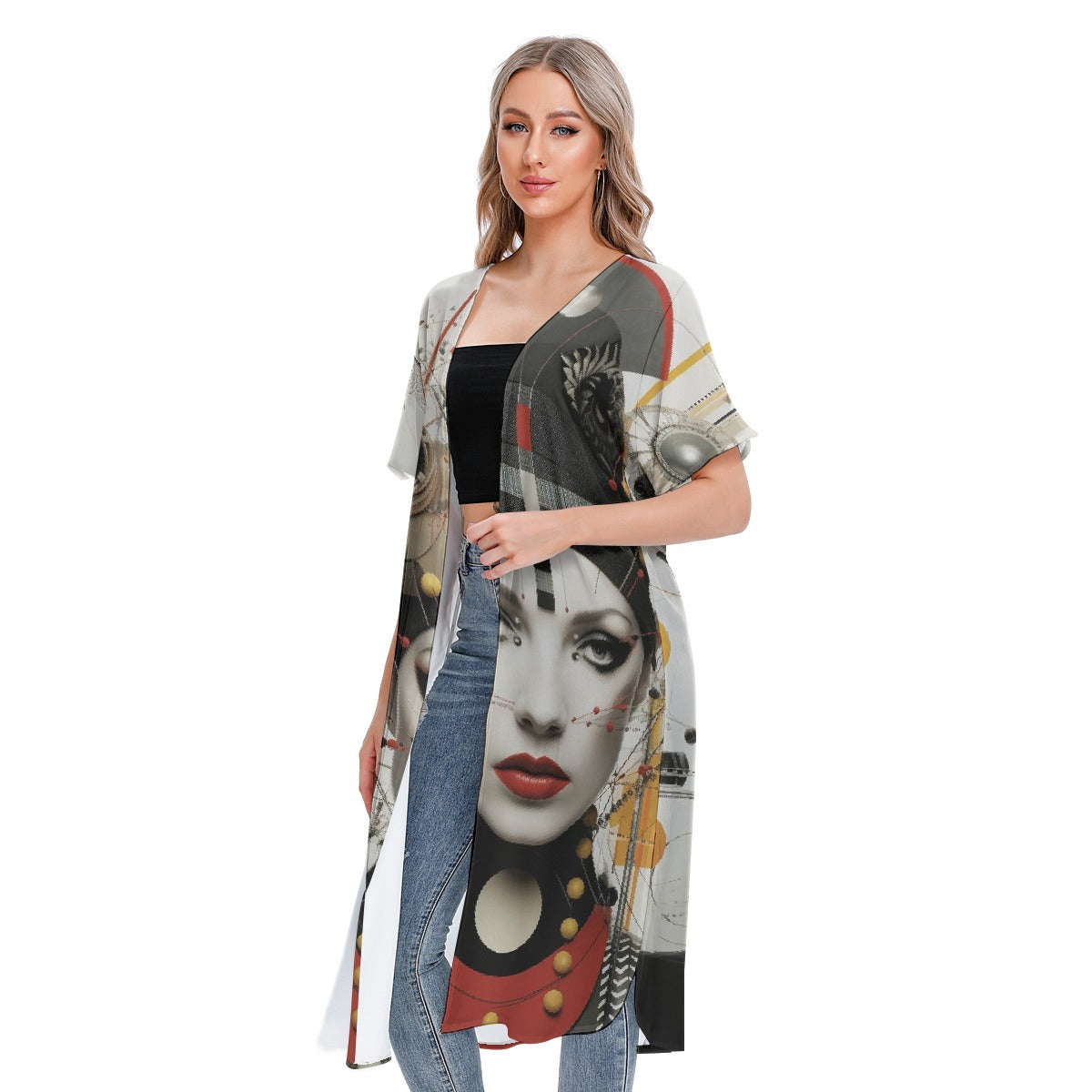 All-Over Print Women's Short Sleeve Cardigan