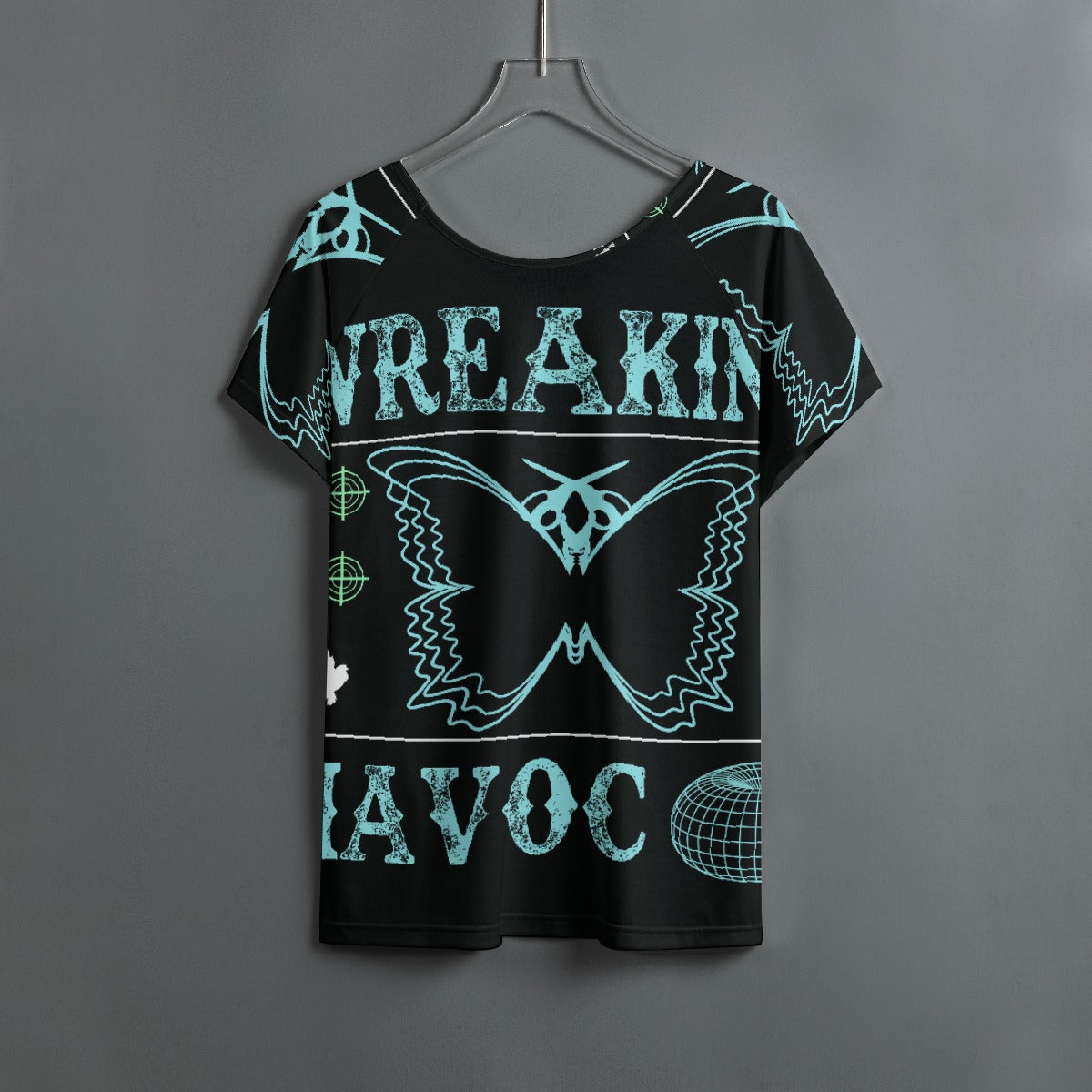 All-Over Print Women's Round Neck T-shirt With Raglan Sleeve