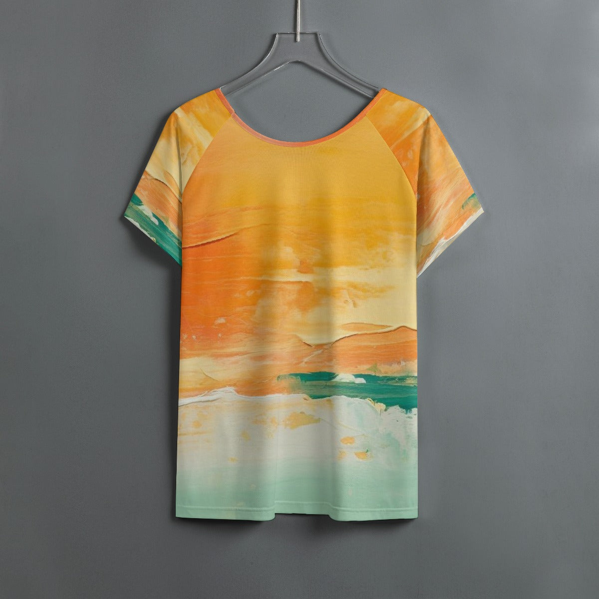 All-Over Print Women's Round Neck T-shirt With Raglan Sleeve