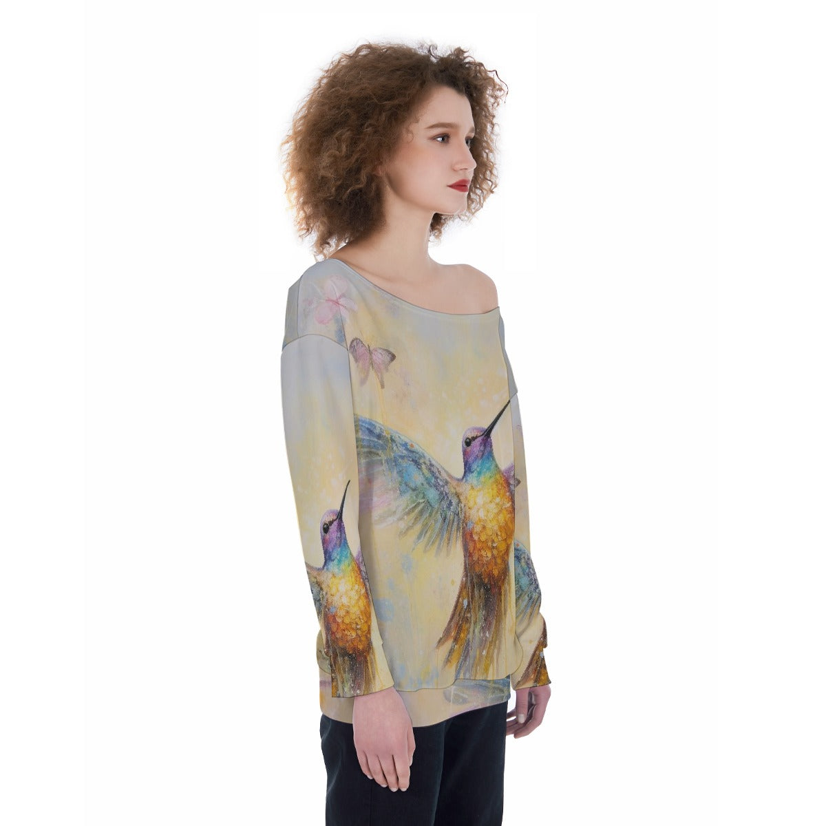 All-Over Print Oversized Women's Off-Shoulder Sweatshirt