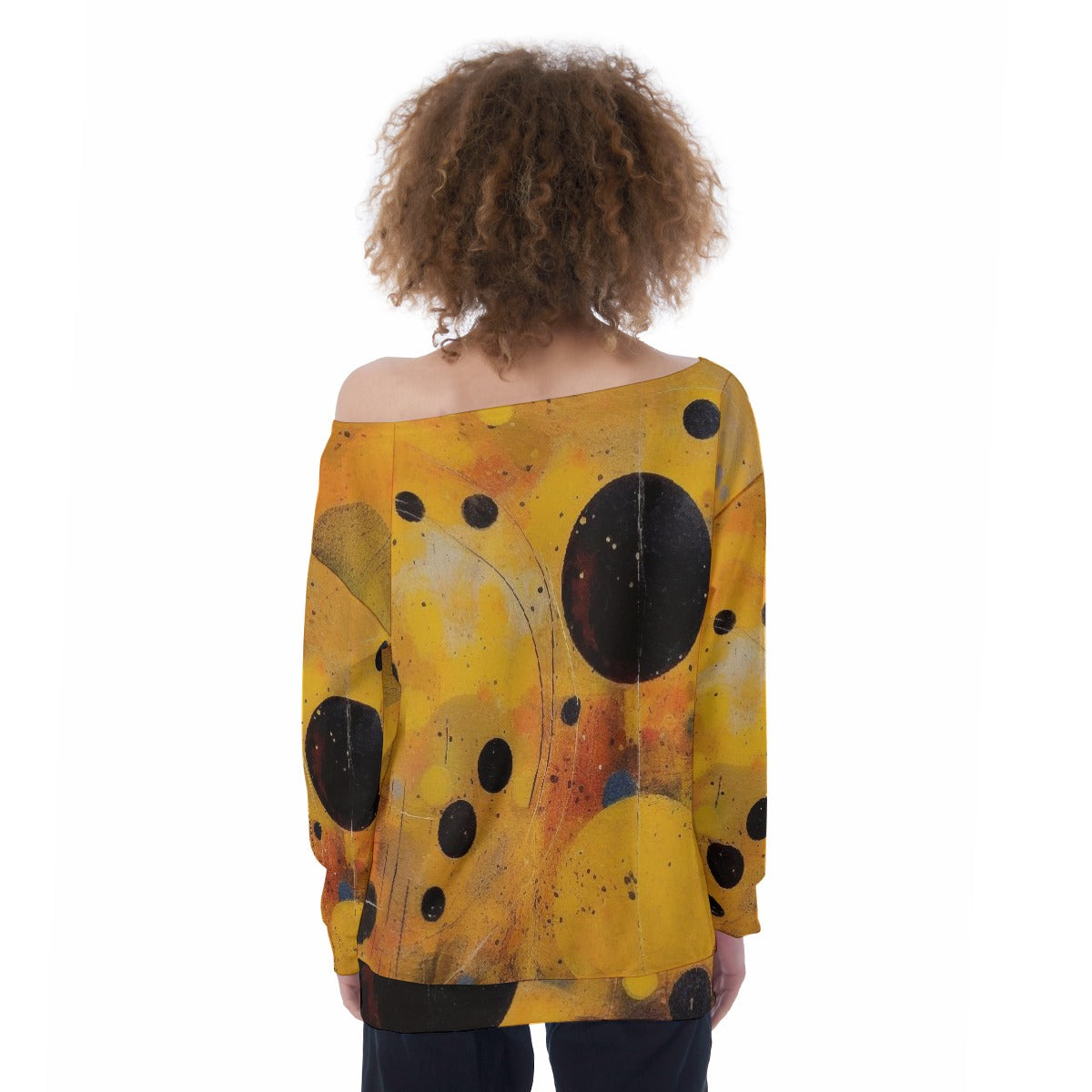 All-Over Print Oversized Women's Off-Shoulder Sweatshirt