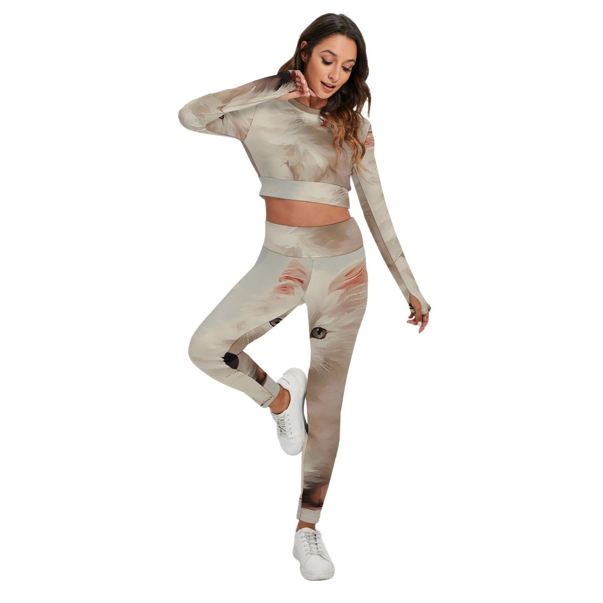 All-Over Print Women's Sport Set With Backless Top And Leggings