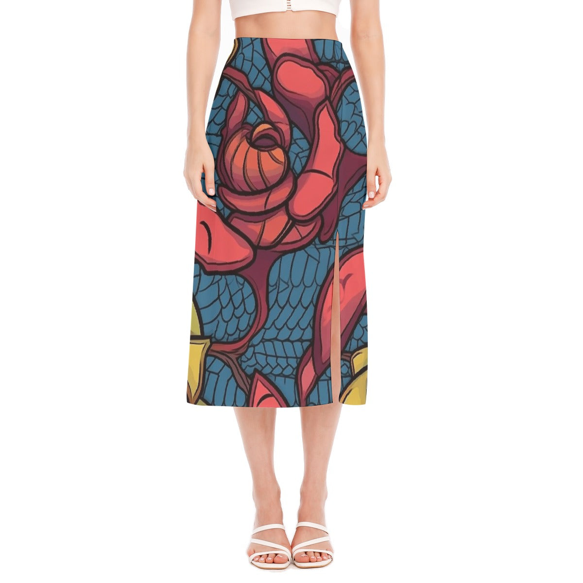 All-Over Print Women's High Slit Long Skirt