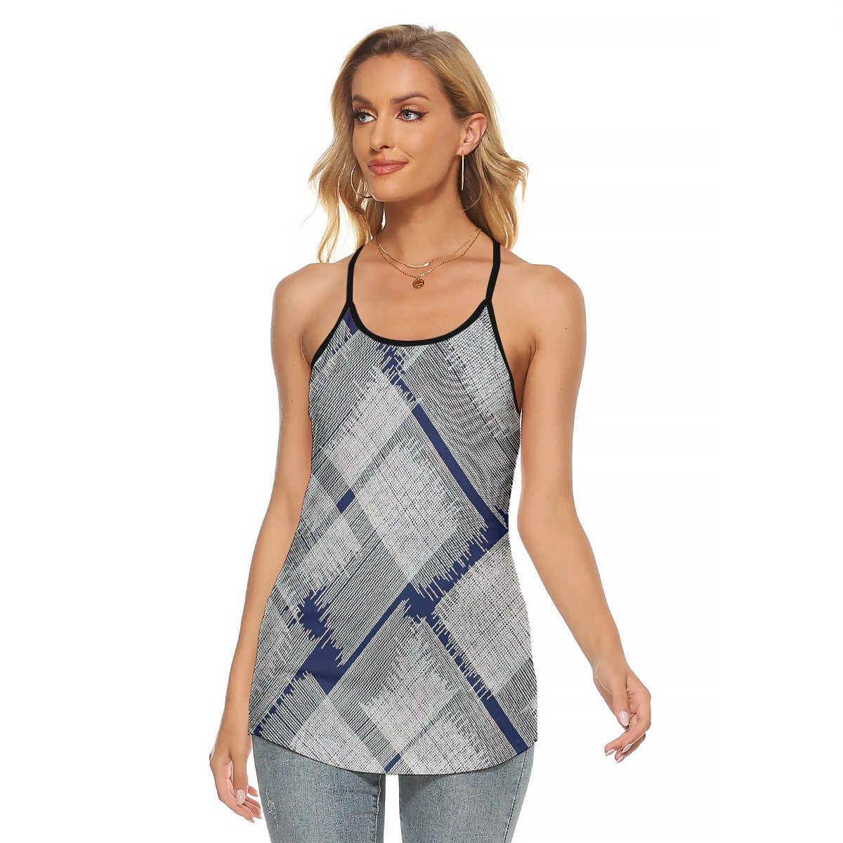All-Over Print Women's Criss-Cross Open Back Tank Top