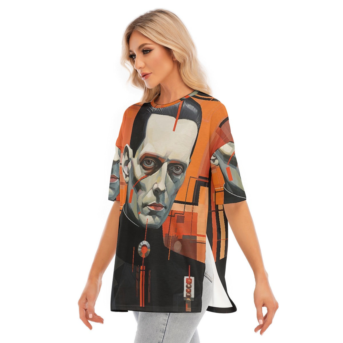All-Over Print Women's Short Sleeves T-shirt With Hem Split