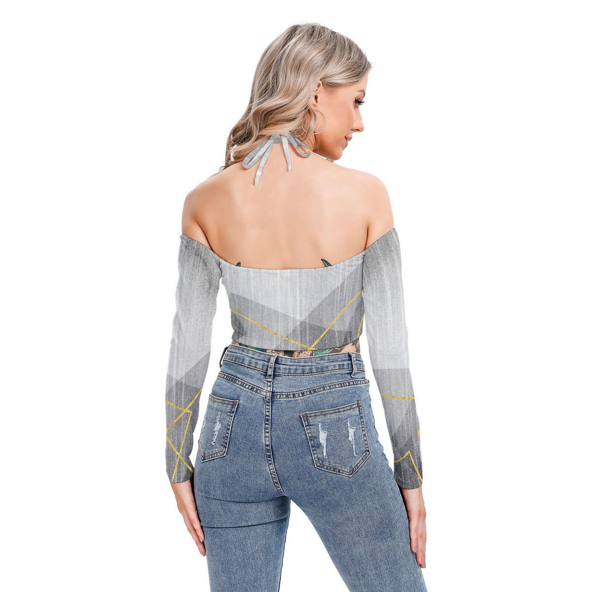 All-Over Print Women's Halter Lace-up Top