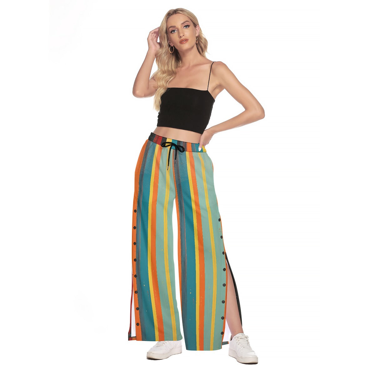 All-Over Print Women's Side Slit Snap Button Trousers