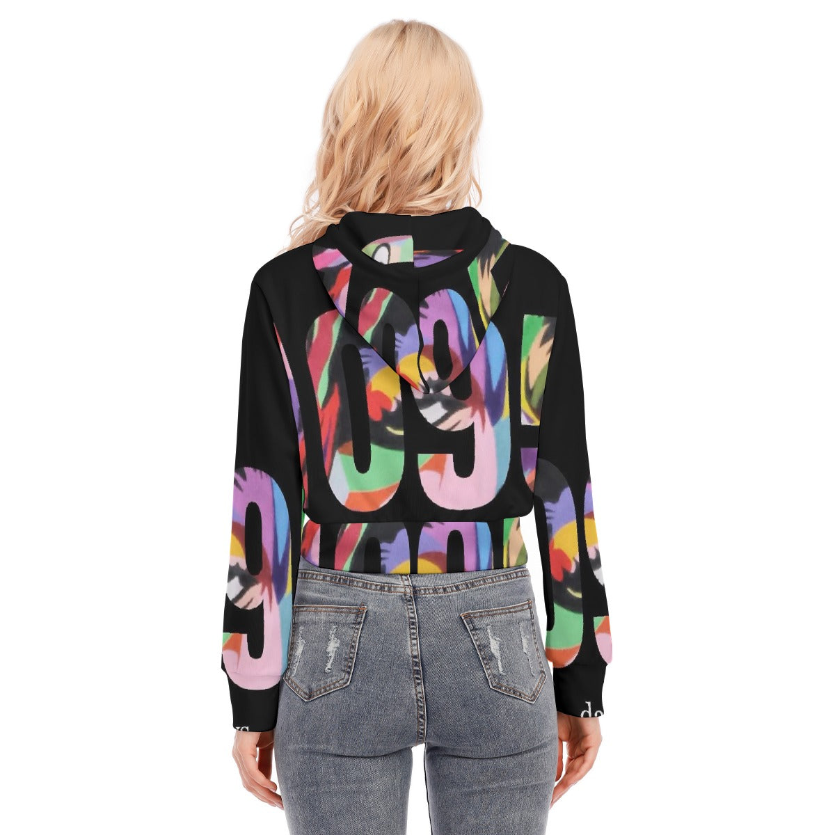 All-Over Print Women's Crop Top Hoodie With Zipper Closure
