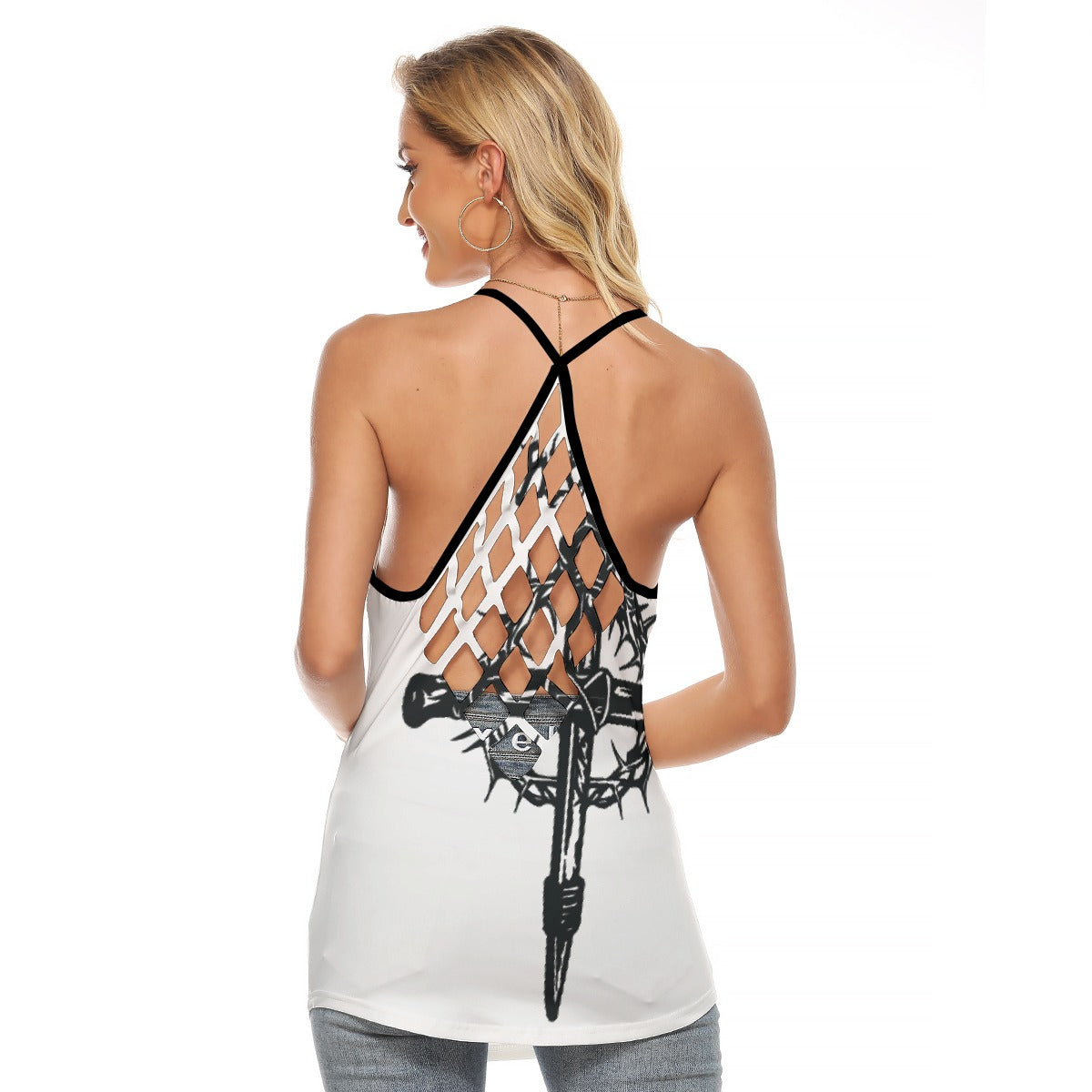 All-Over Print Women's Criss-Cross Open Back Tank Top