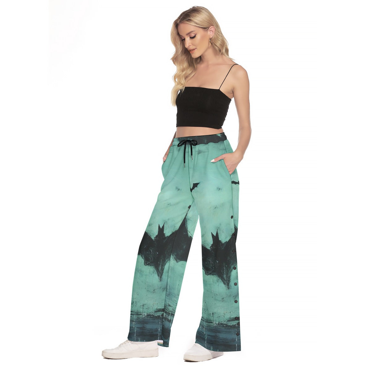All-Over Print Women's Side Slit Snap Button Trousers