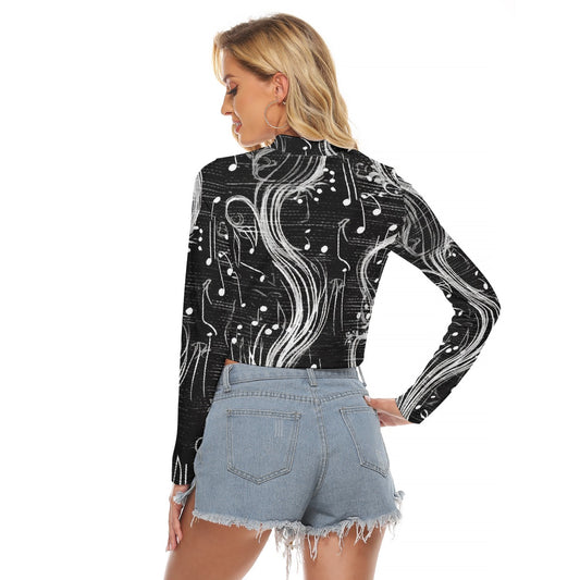 All-Over Print Women's Hollow Chest Keyhole Tight Crop Top