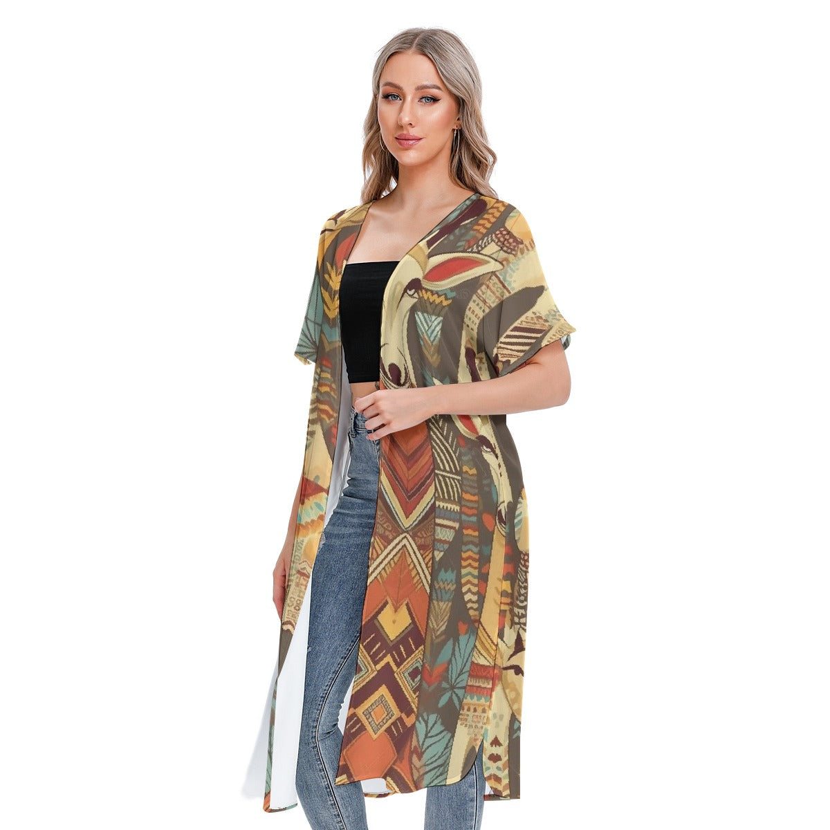 All-Over Print Women's Short Sleeve Cardigan