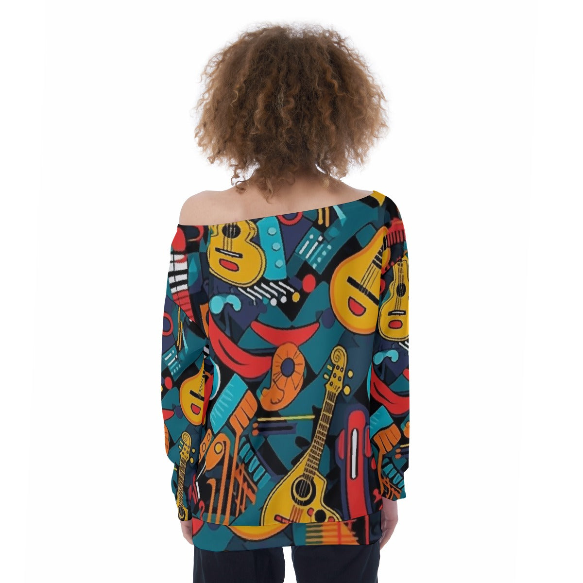 All-Over Print Oversized Women's Off-Shoulder Sweatshirt