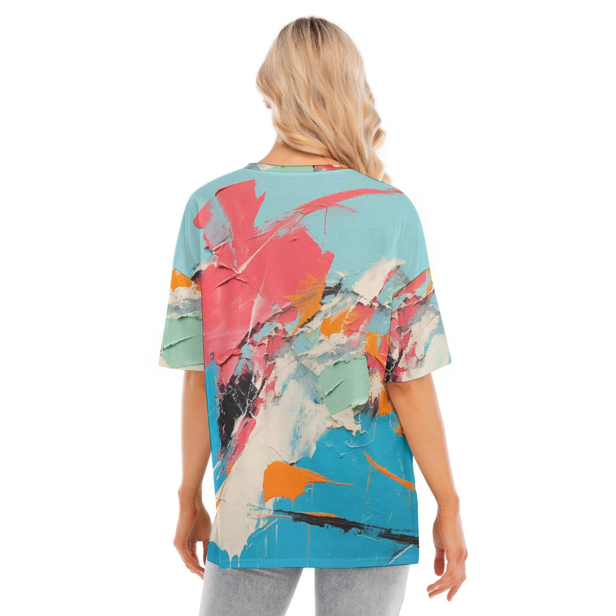 All-Over Print Women's Short Sleeves T-shirt With Hem Split