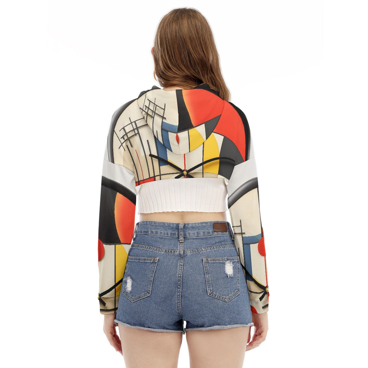 All-Over Print Women's Smock Short Hoodie With Long Sleeve