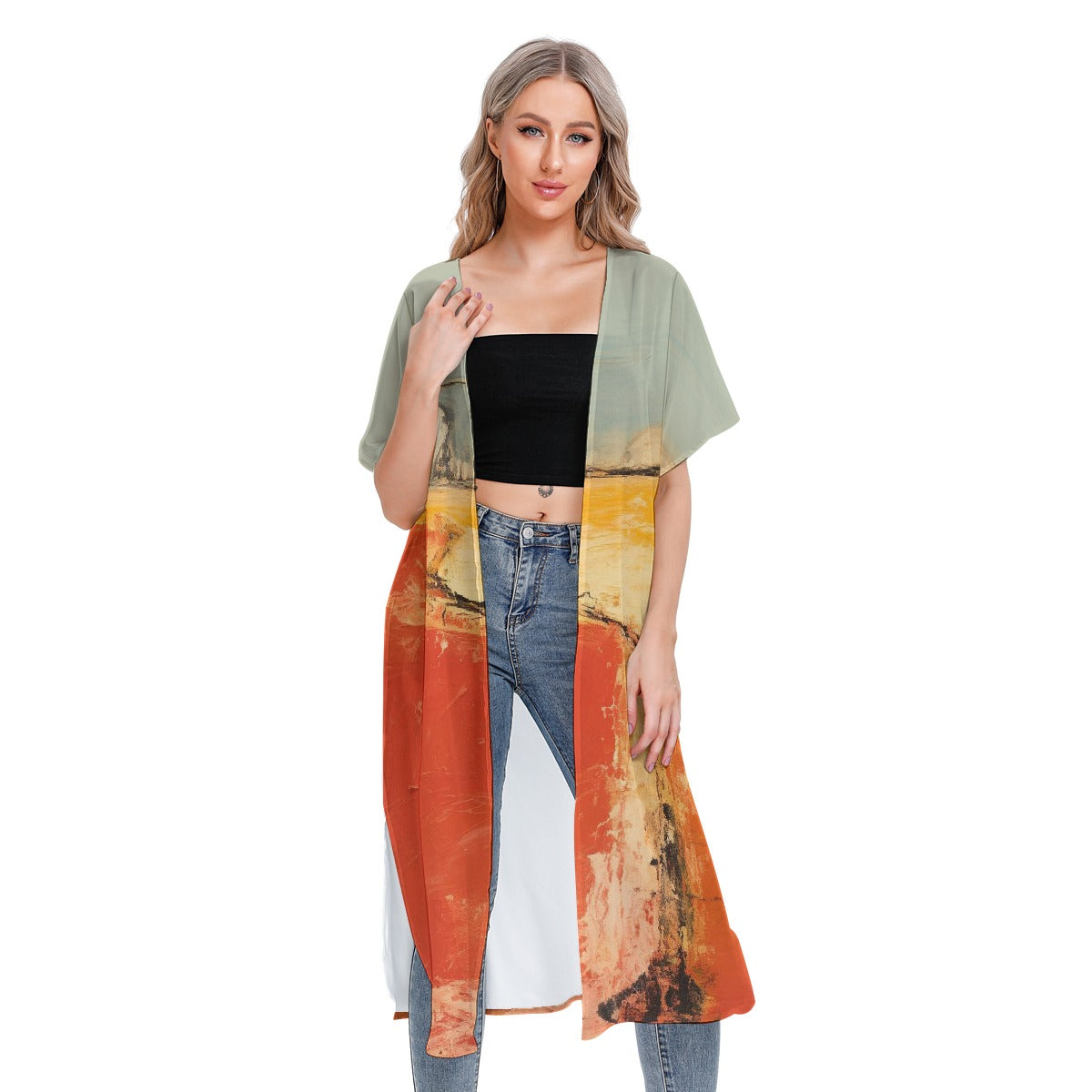 All-Over Print Women's Short Sleeve Cardigan