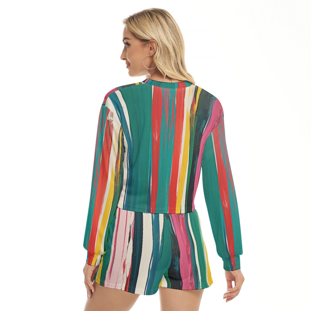 All-Over Print Women's Short Sweatshirt And Pants Suit