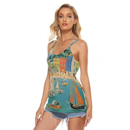 All-Over Print Women's Halter Top With Backless
