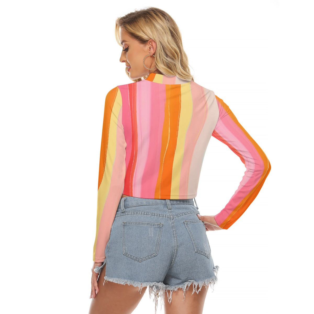 All-Over Print Women's Hollow Chest Keyhole Tight Crop Top