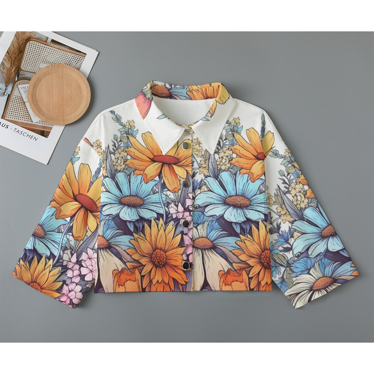 All-Over Print Women's Cropped Jacket | 245GSM Cotton