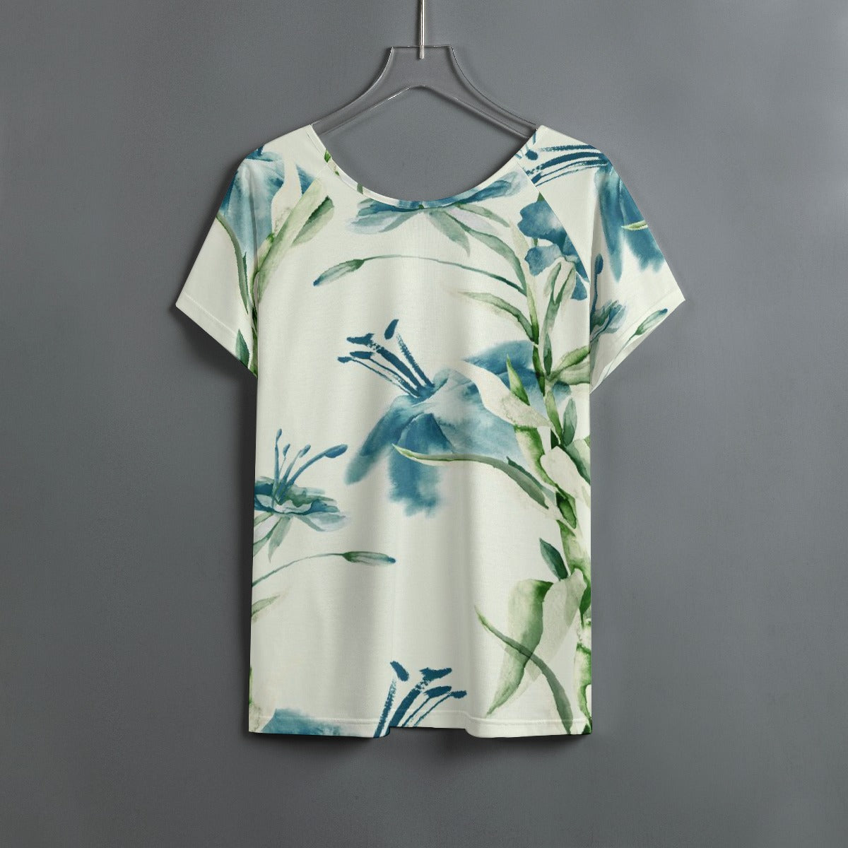 All-Over Print Women's Round Neck T-shirt With Raglan Sleeve