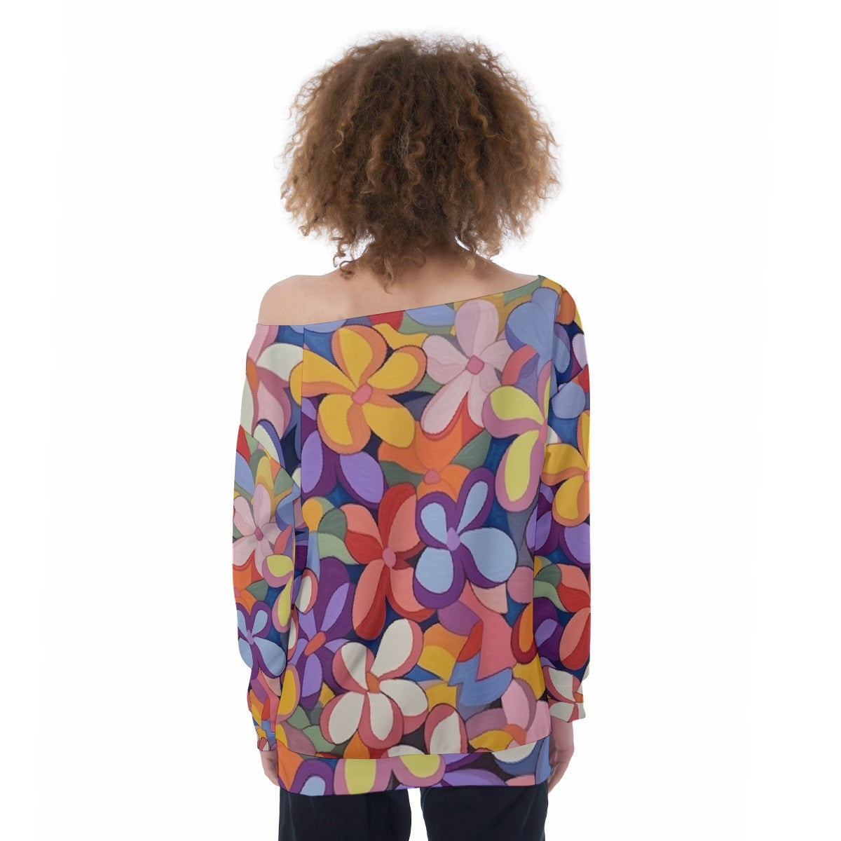 All-Over Print Oversized Women's Off-Shoulder Sweatshirt