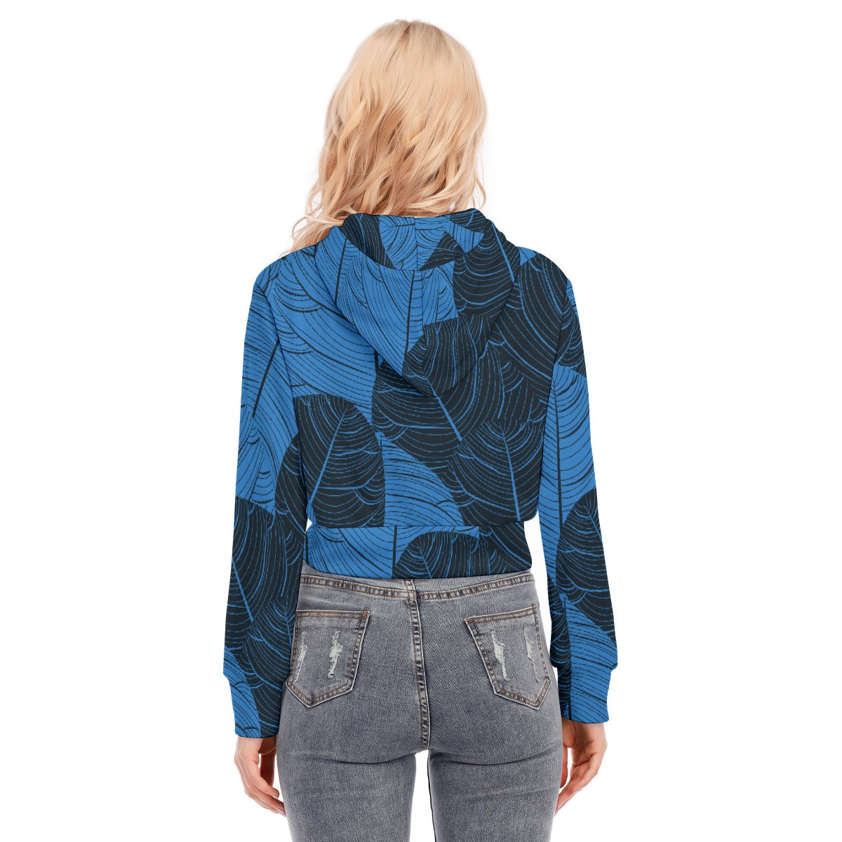 All-Over Print Women's Crop Top Hoodie With Zipper Closure