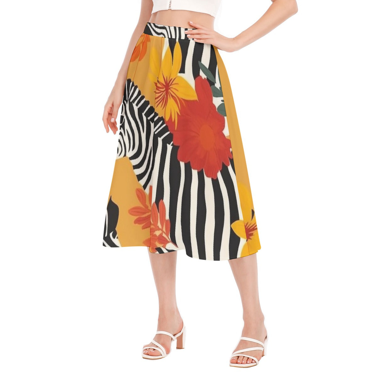 All-Over Print Women's Long Section Chiffon Skirt