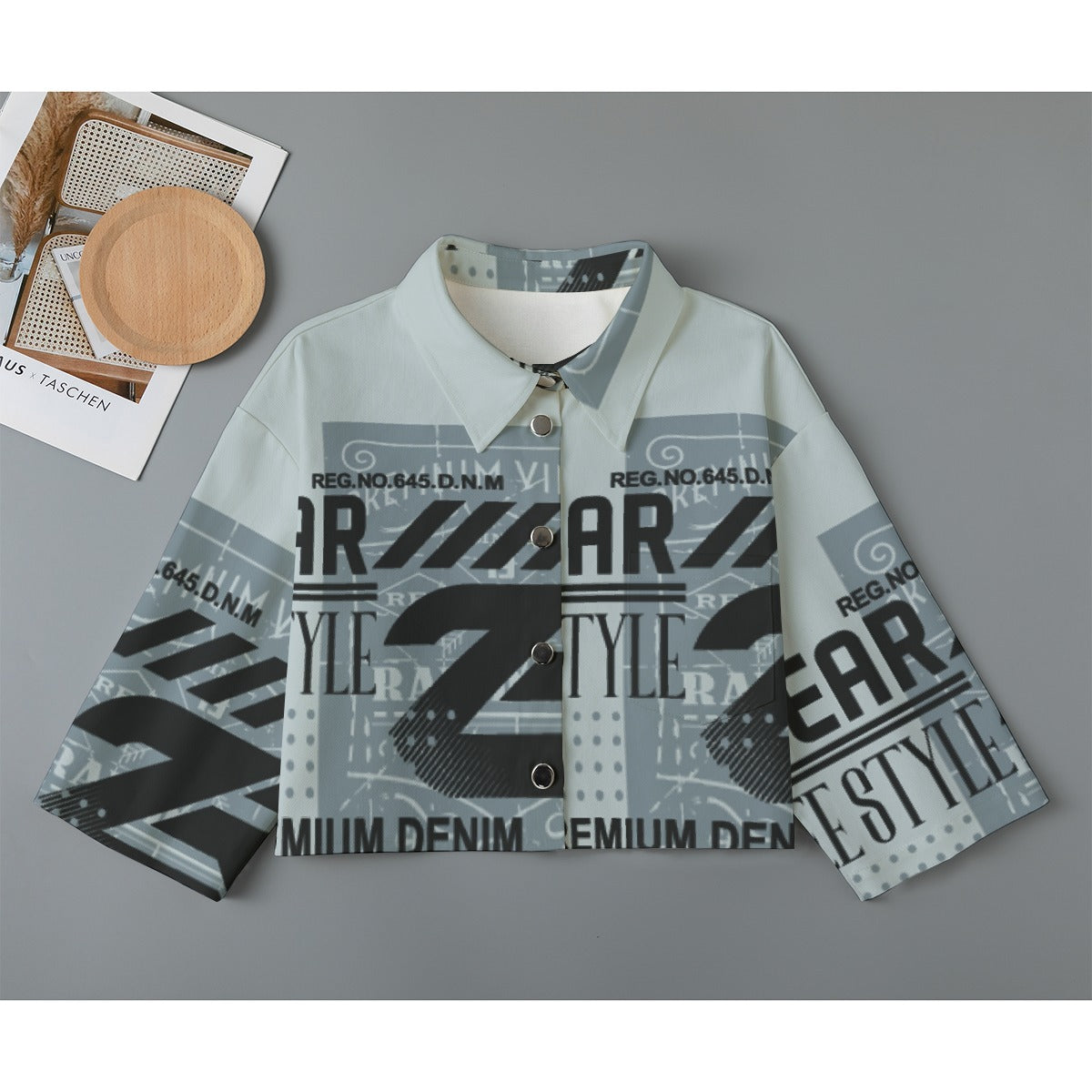 All-Over Print Women's Cropped Jacket | 245GSM Cotton