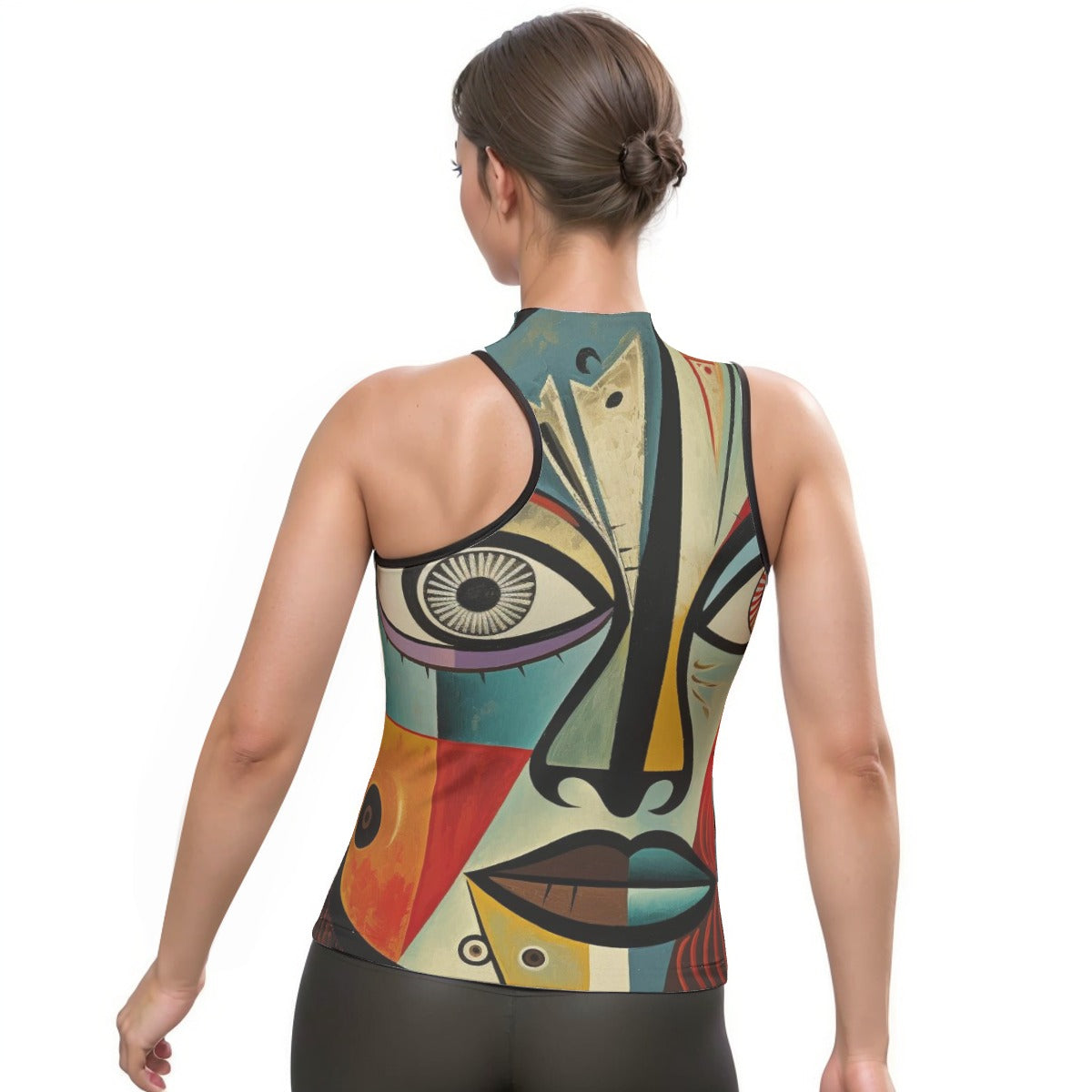 All-Over Print Women's Halter Sleeveless Asymmetrical Tank Top