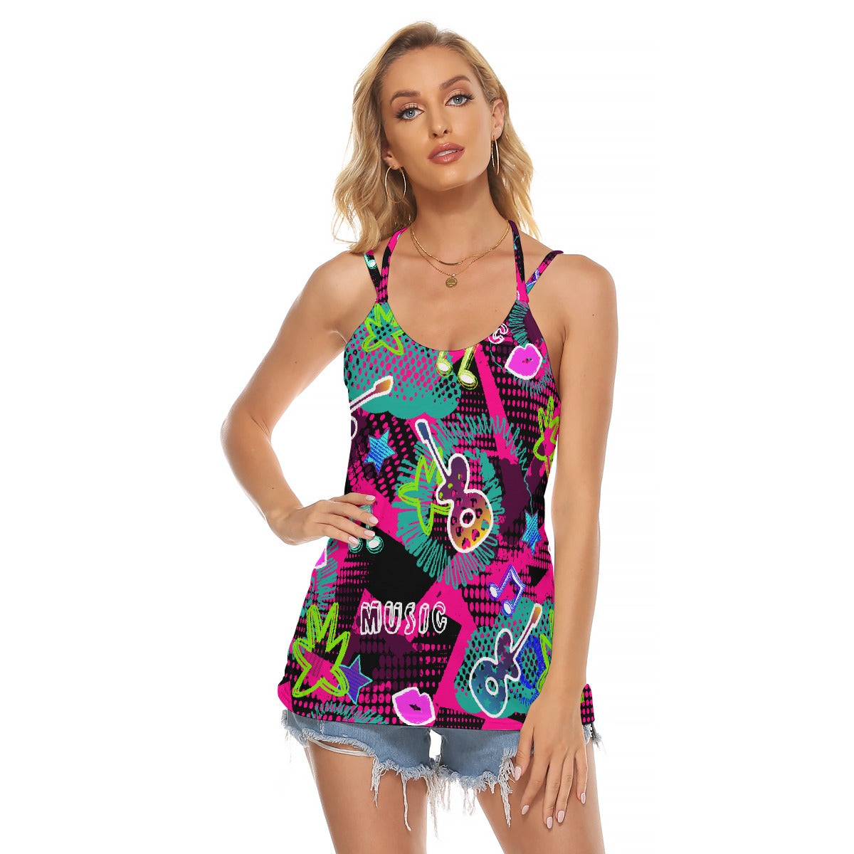 All-Over Print Women's Halter Top With Backless