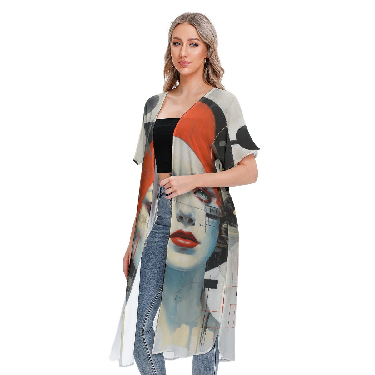 All-Over Print Women's Short Sleeve Cardigan