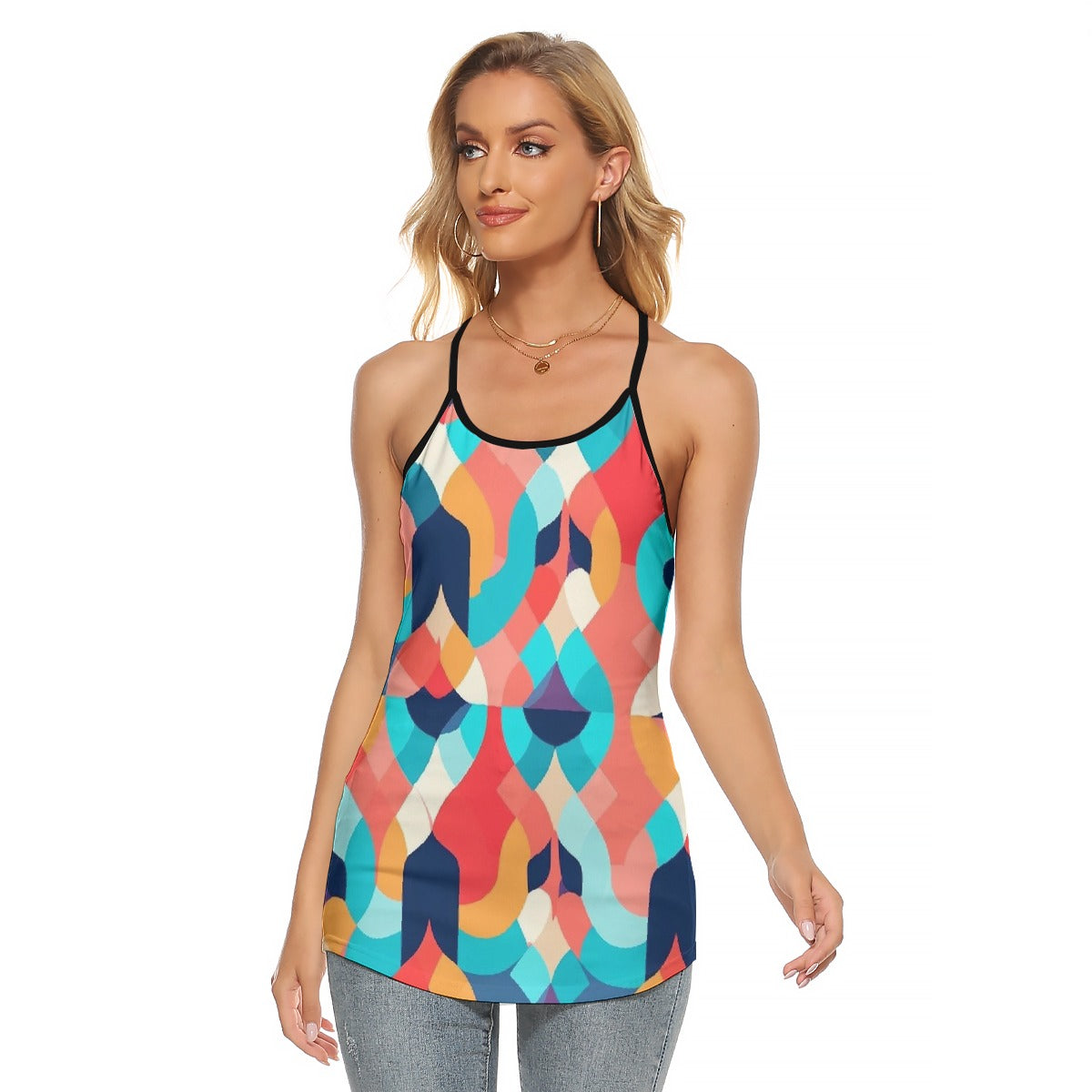 All-Over Print Women's Criss-Cross Open Back Tank Top