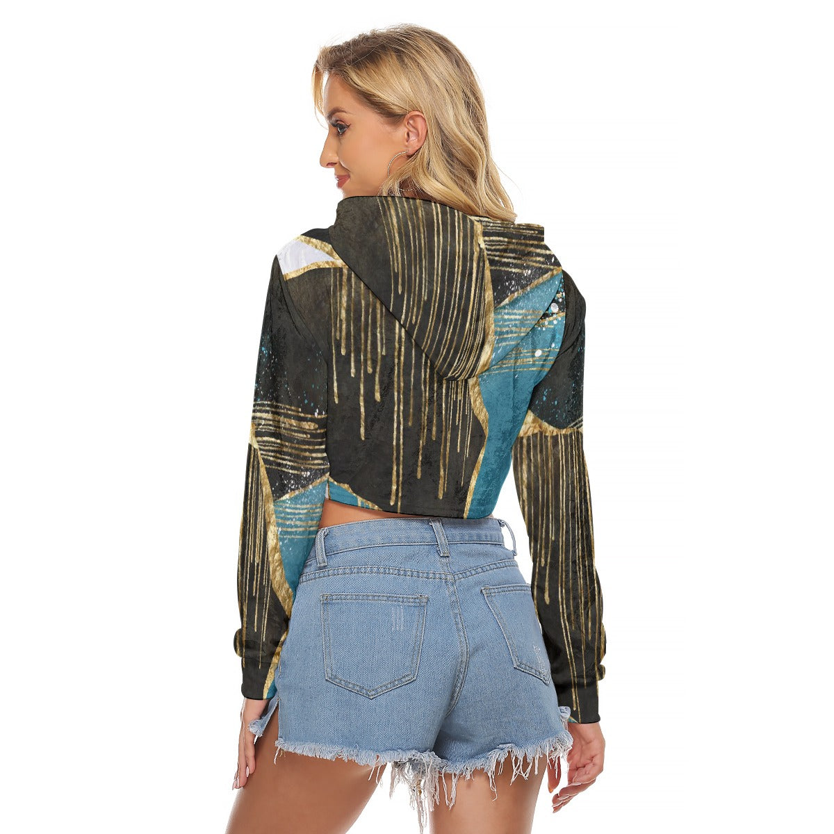 All-Over Print Women's Crop Top Hoodie|Velvet