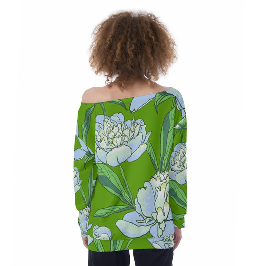 All-Over Print Oversized Women's Off-Shoulder Sweatshirt