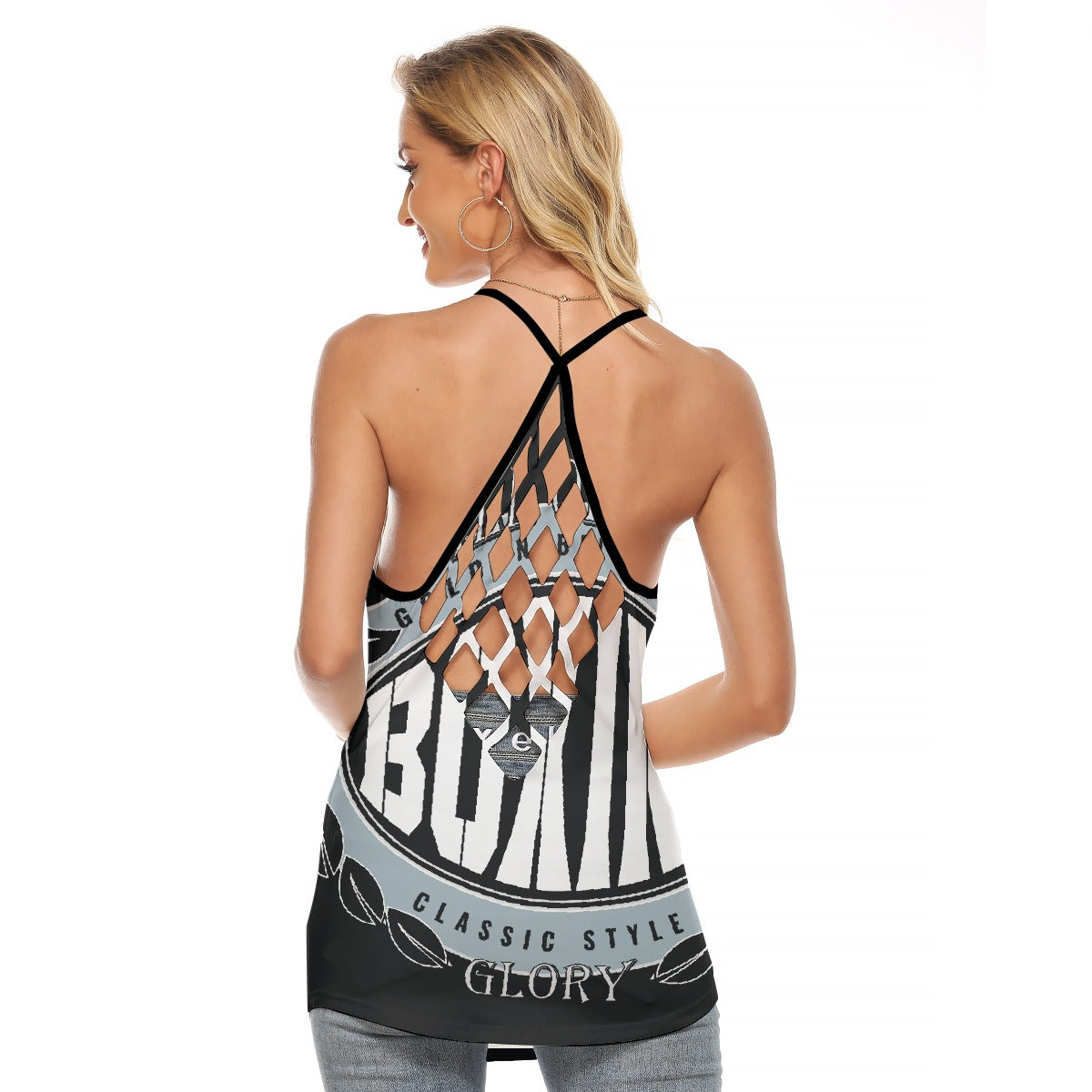 All-Over Print Women's Criss-Cross Open Back Tank Top