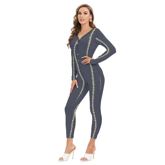 All-Over Print Women's Plunging Neck Jumpsuit