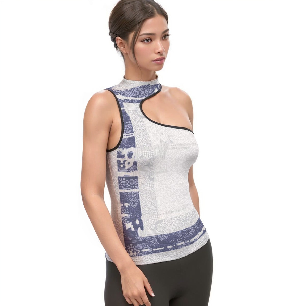 All-Over Print Women's Halter Sleeveless Asymmetrical Tank Top