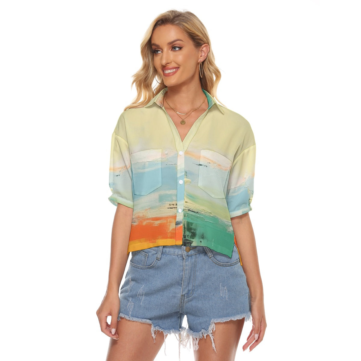 All-Over Print Women's V-neck Shirts